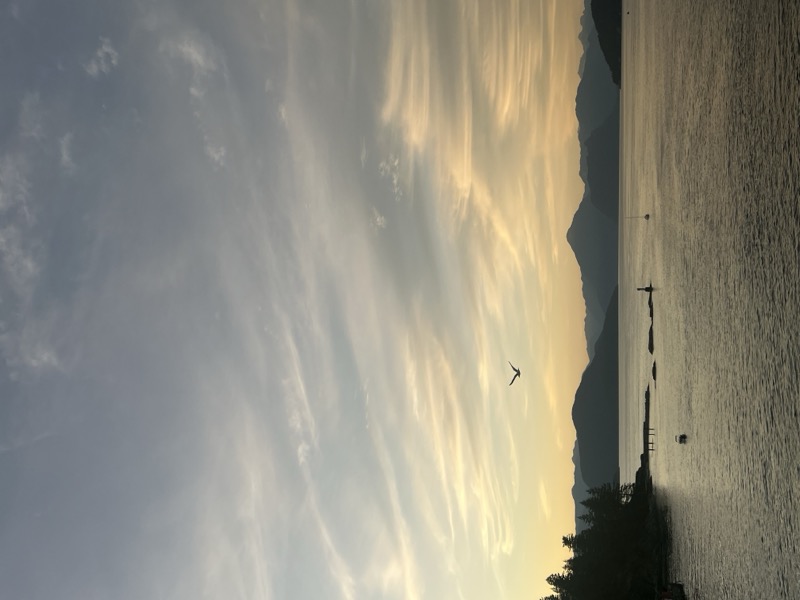 Sunset over the water